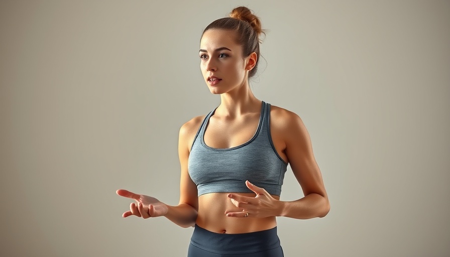 Fit woman discussing FB30 30 Day Challenge, wearing athletic wear.