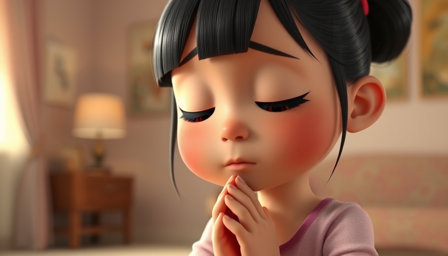 Animated girl praying, illustrating 2 Corinthians 12:9 theme.