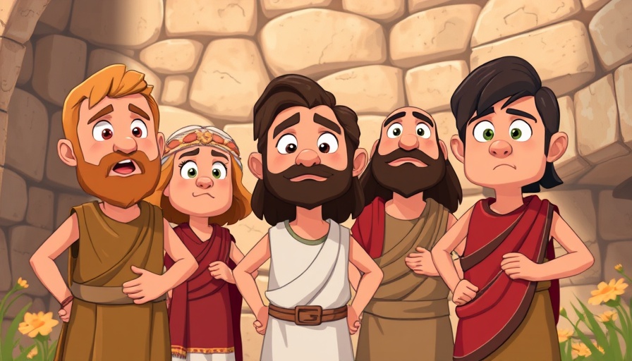 Animated characters spreading the gospel boldly in ancient setting.