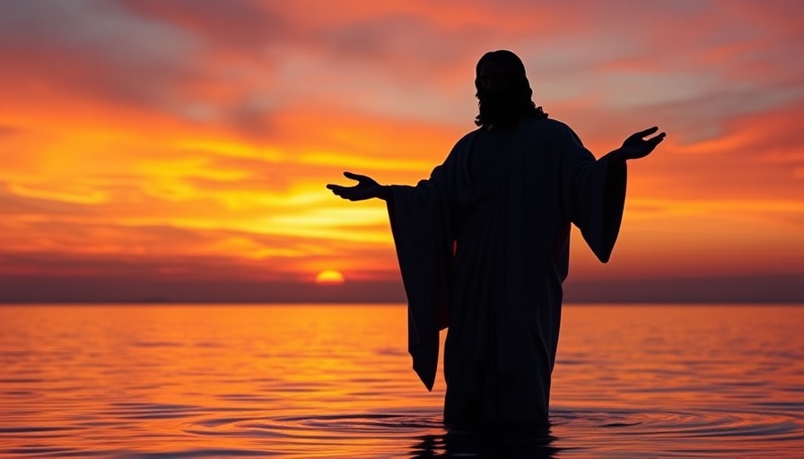 Silhouette of Jesus with radiant sunset over sea, Loving Jesus for Who He Is.