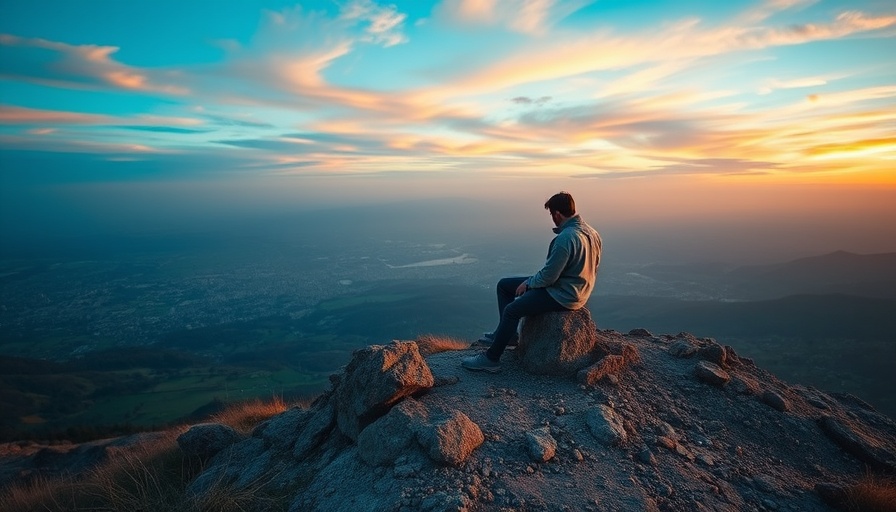 Saul's journey contemplating insecurities at sunset.