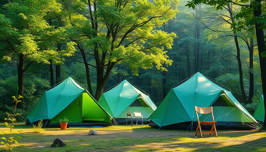 Pathfinder Nature Camp Experience with green tents and trees.