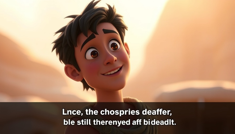 Animated character in faith-themed scene, embracing new beginnings.