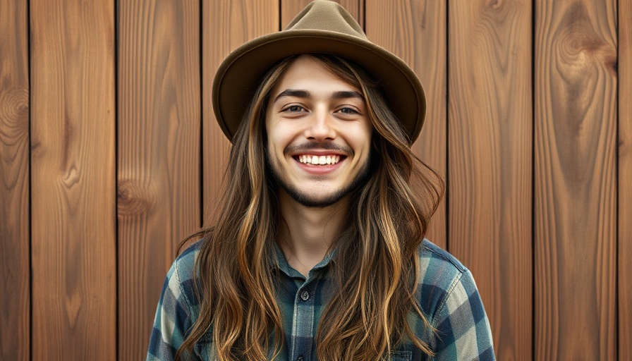 Casual person smiling in wooden panel room.