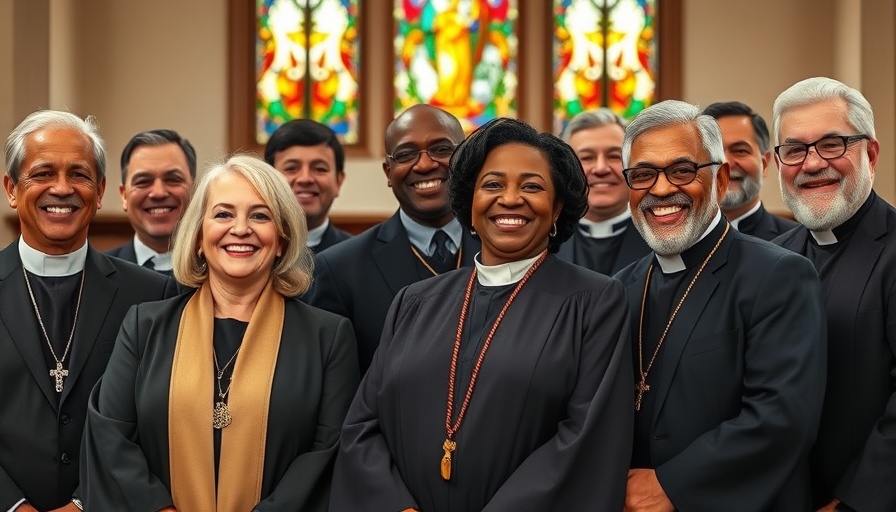 Pastors celebrating appointment in a church setting