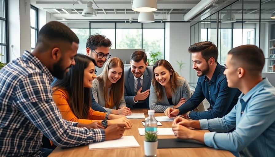 Diverse business team discusses TikTok strategy in modern office.