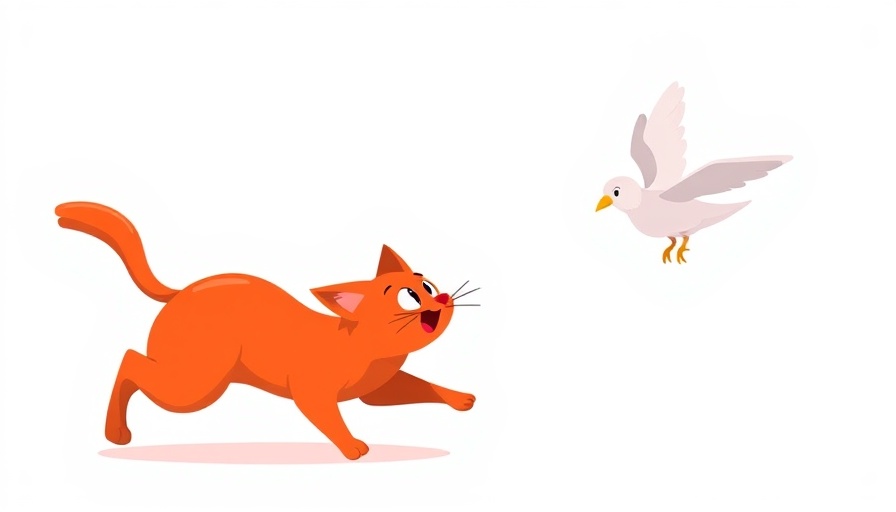 AI Augmented Designer digital illustration with cartoon cat and bird