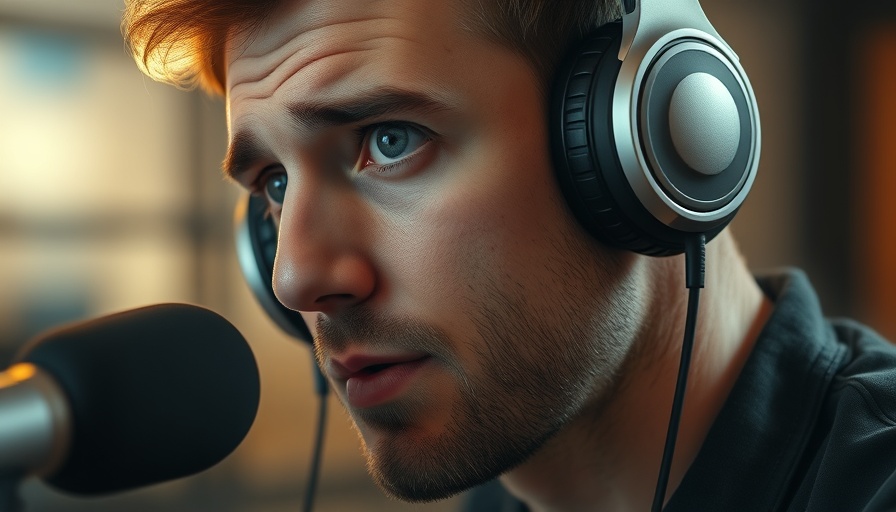 Man discussing Meta AI policies, wearing headphones, close-up.