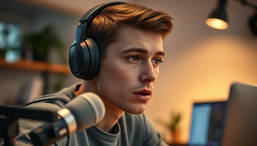 Young man discussing technology indoors, Building a safer future with AI.