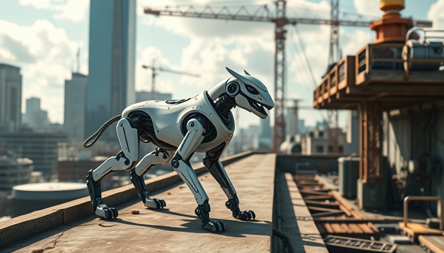 Futuristic robot dog on a rooftop for International Dog Day.