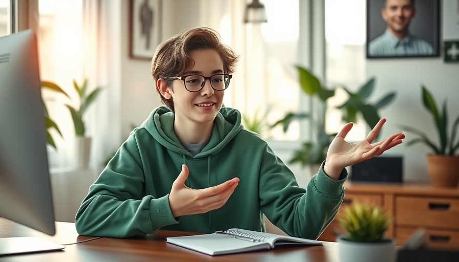 Teen participating in virtual outpatient program for teens at home.