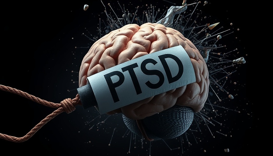 Symbolic image of brain hit by PTSD ball for new drug for PTSD treatment.