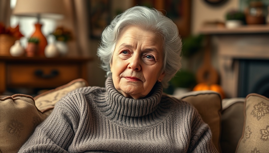 Elderly woman in cozy living room, pondering national dementia plans.