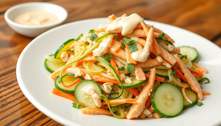 Vibrant kani salad recipe with crab and cucumbers on a white plate