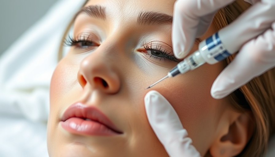Close-up of woman receiving Botox injection, clinical setting.