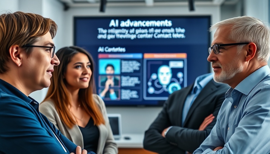 Discussion on AI in contact centers with three people presenting.