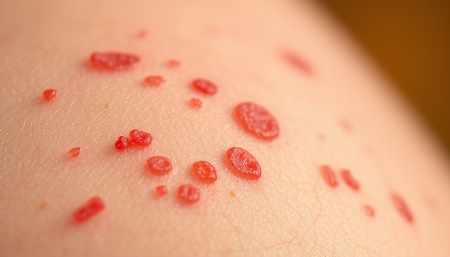 Measles rash close-up highlighting outbreak symptoms.