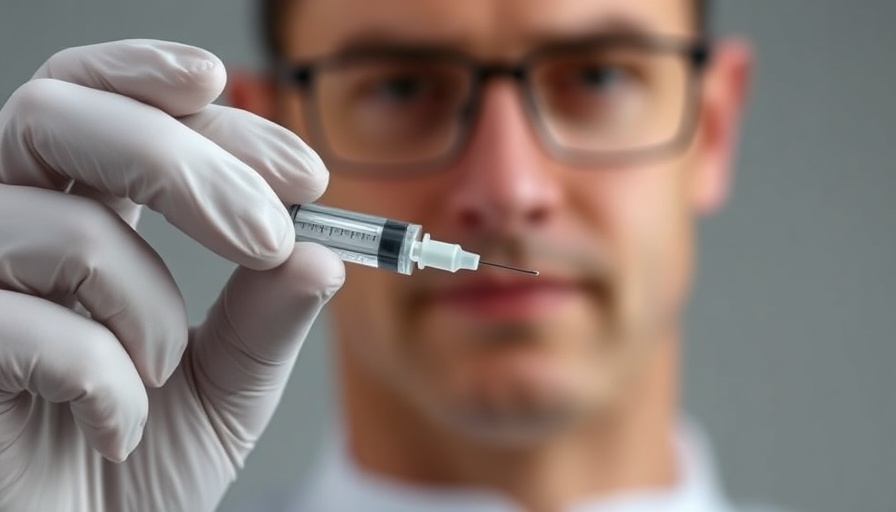 Syringe held by gloved hand illustrating HIV protection for newborns.