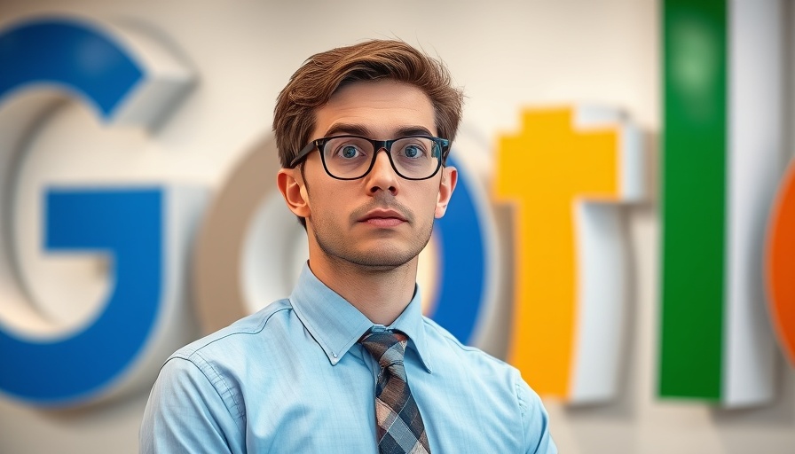 Inquisitive man in front of Google logo, related to JavaScript paywalls and SEO guidance.
