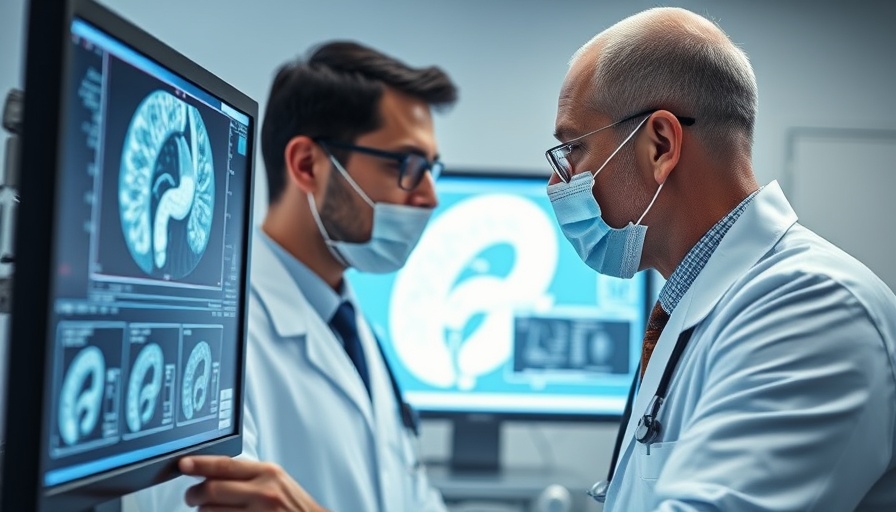 Medical professional examining colonoscopy screen for AI analysis.