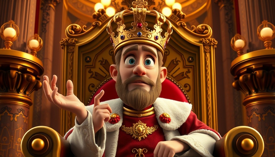 God always keeps His promises: Animated king gestures thoughtfully.