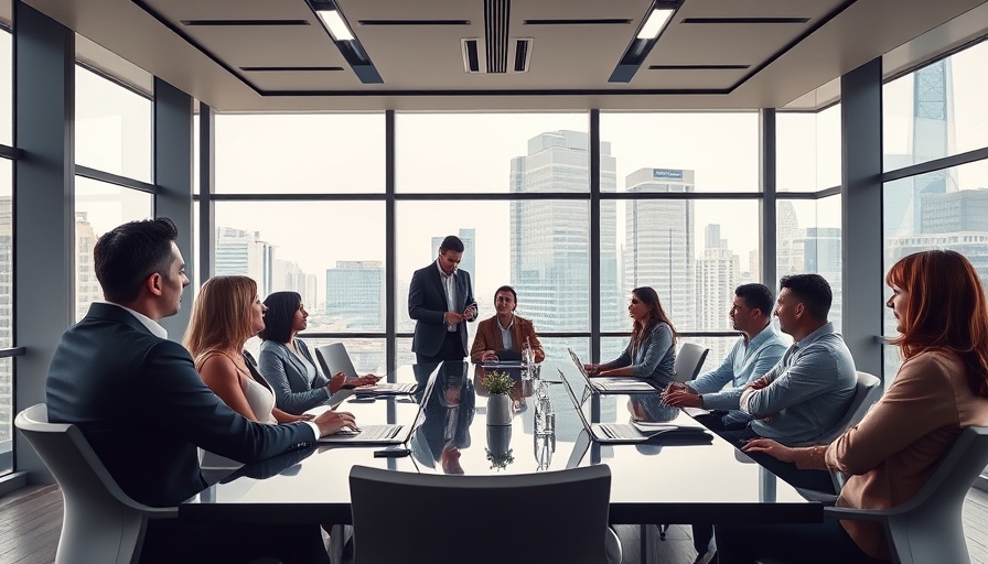Professionals engaged in an AUC constituency meeting in a modern conference room.