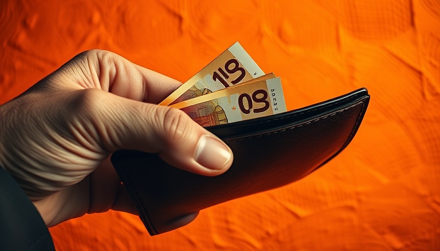 Hand holding wallet with Euro notes, Purposeful Money Management.