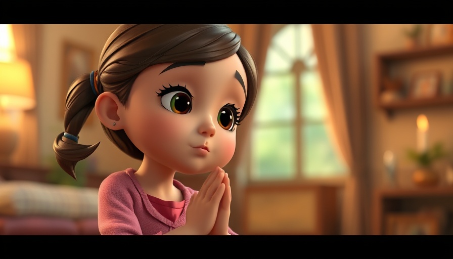 Cartoon girl praying during spiritual drift, reconnecting with God.