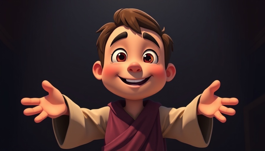 Animated character with quote from Ezekiel 36:26, emotional support theme.