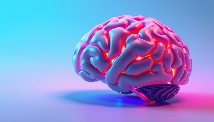 Futuristic brain model with glowing pathways, dietary changes visualization.