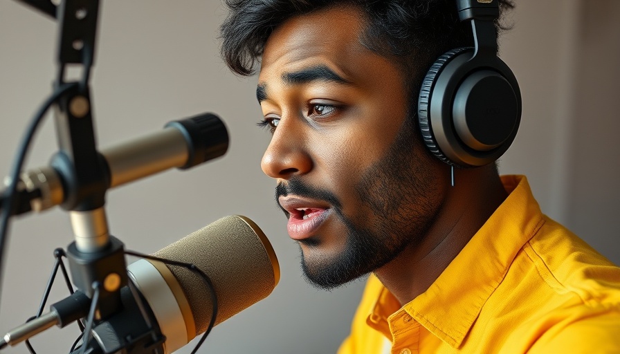 Focused individual in podcast studio discussing crypto and AI future.