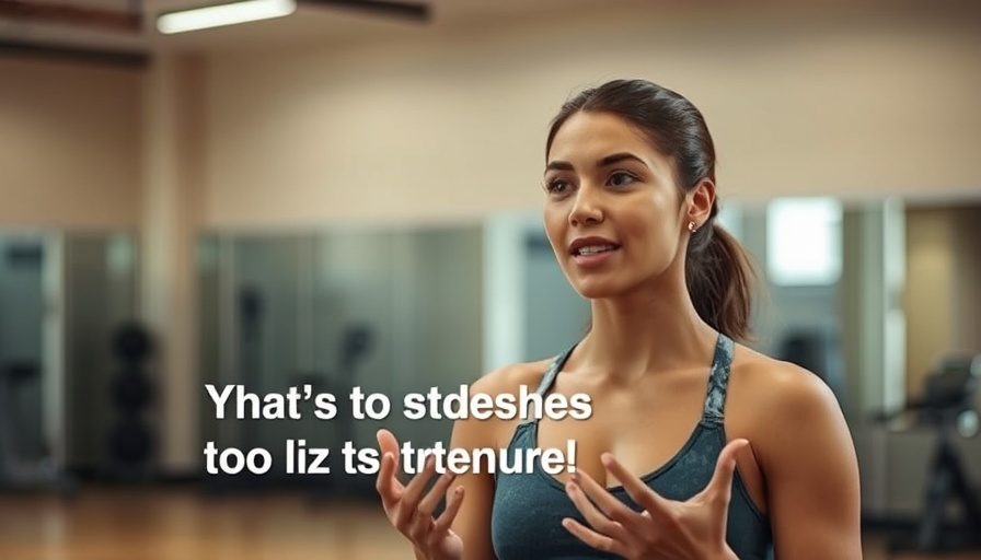Young woman debunking deload week myths in a gym, informative talk.