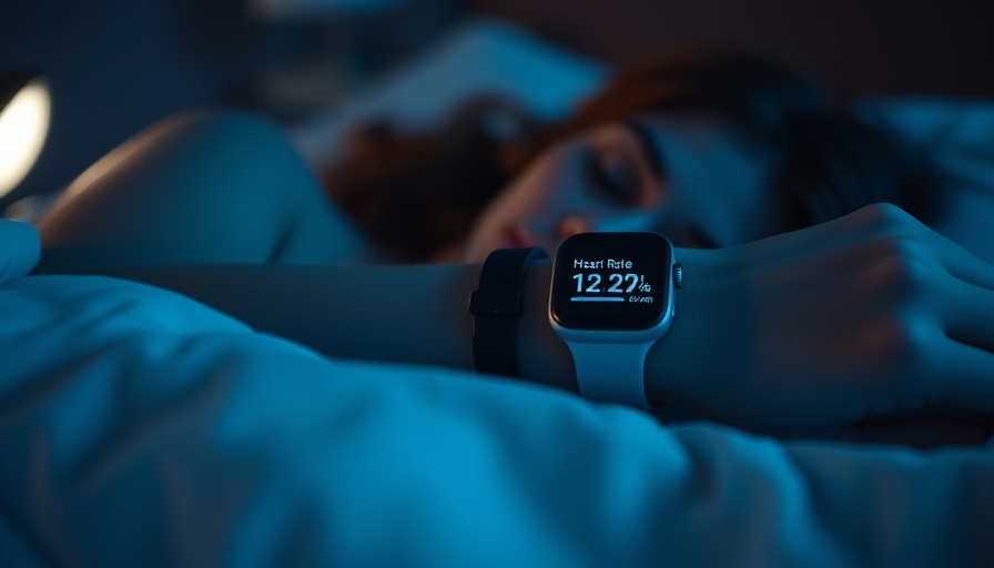 Smartwatch showing heart rate on sleeping woman's wrist, highlighting heart health risks.