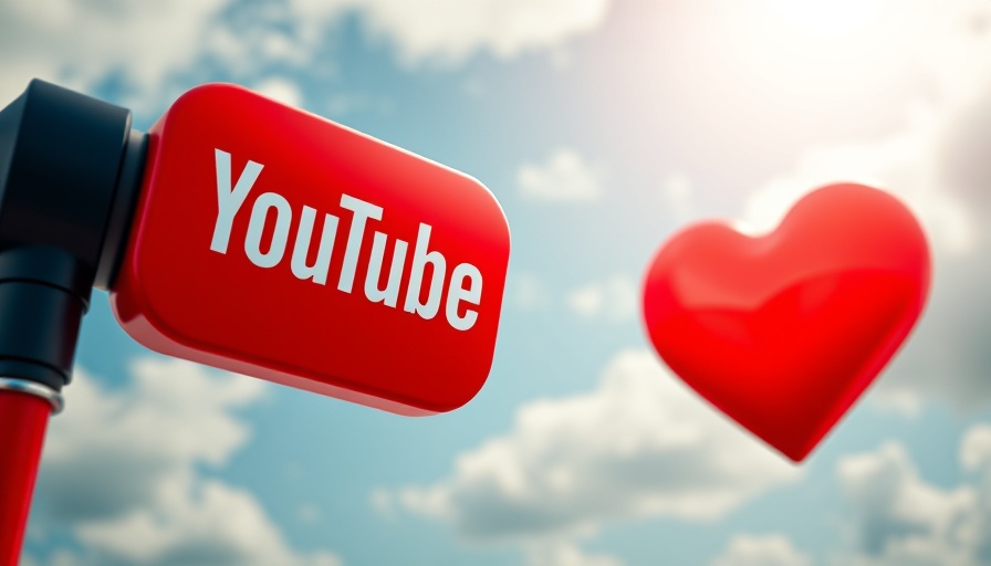 Colorful YouTube branding with microphone and heart icons for analytics.