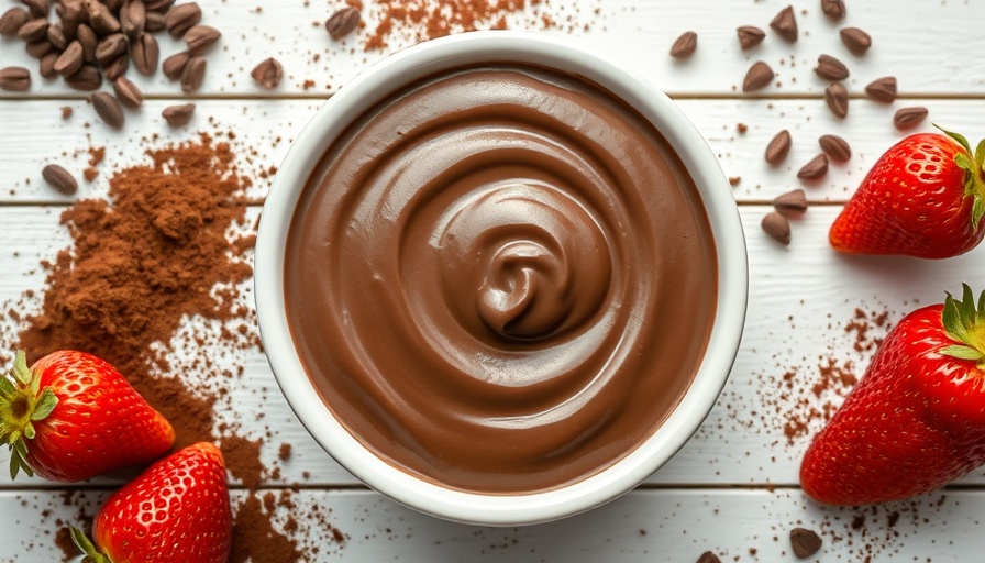 Chocolate protein pudding recipe with fresh ingredients.