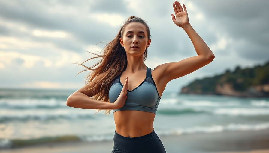 Woman practicing yoga by the ocean, Combining Treatments for Skin Confidence.