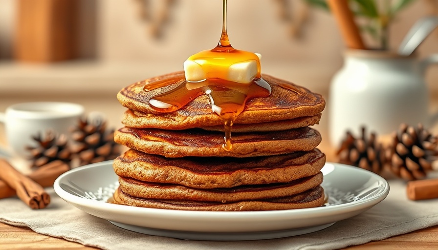 High-Protein Gingerbread Pancakes with syrup and butter.