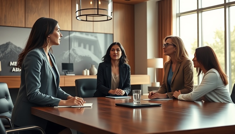 Professional women in SDA leadership discussing in modern office.