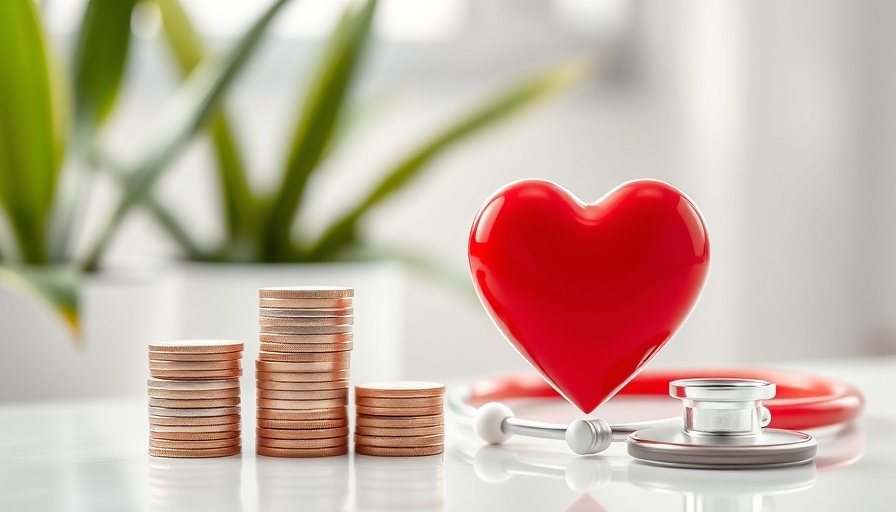 Healthcare costs in retirement planning with heart, coins, stethoscope.