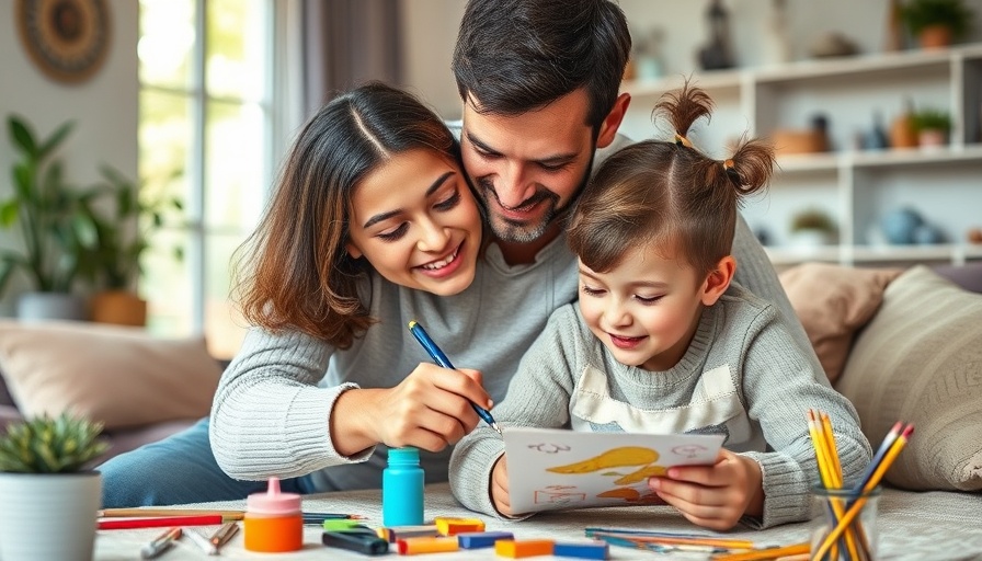 Young parent and child crafting at home, engaging in creative activity.