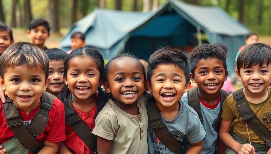 Diverse children celebrating World Pathfinder Day in a park.