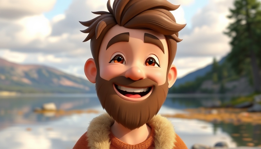 Superbook Baptized Episode character by the lake in 3D style.
