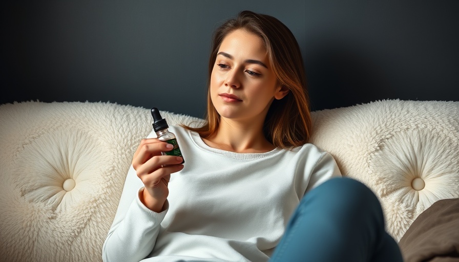 Woman examining CBD oil in cozy setting, transforming daily routines.