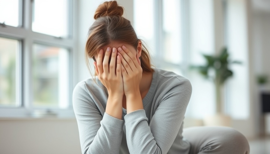Young woman expressing distress related to Premenstrual Mood Disorders.