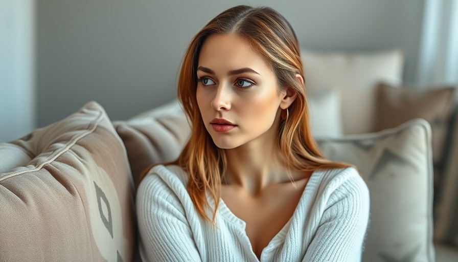 Young woman contemplating on sofa in cozy living room, Healing vs Comfort Psychology