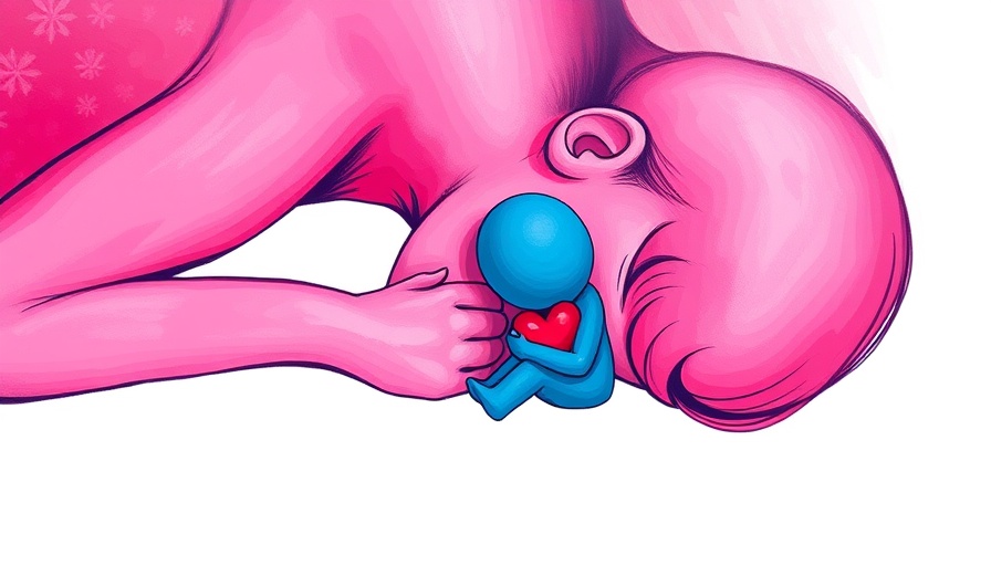 Abstract depiction of love and grief with colorful figures.