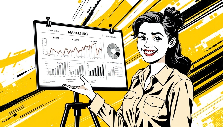 Illustration of woman presenting marketing data; transformative impact of GenAI.