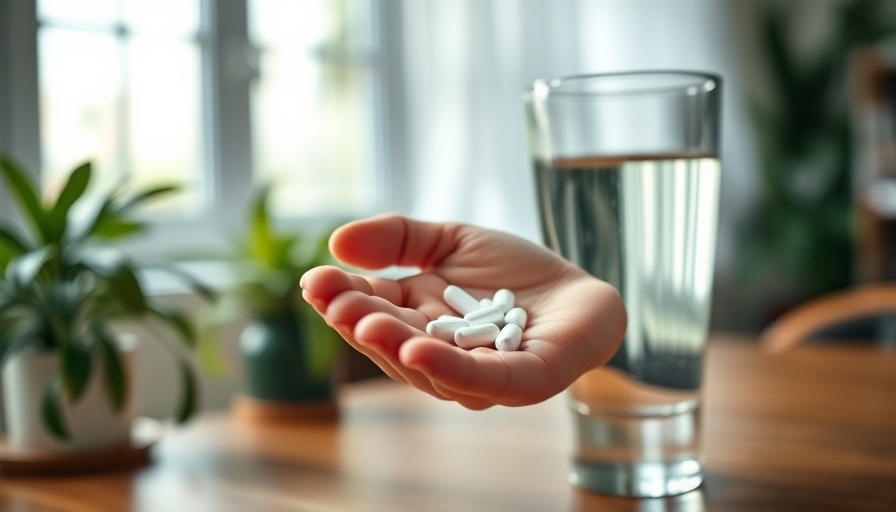 Hand holding anxiety medication pills and water, close-up view.