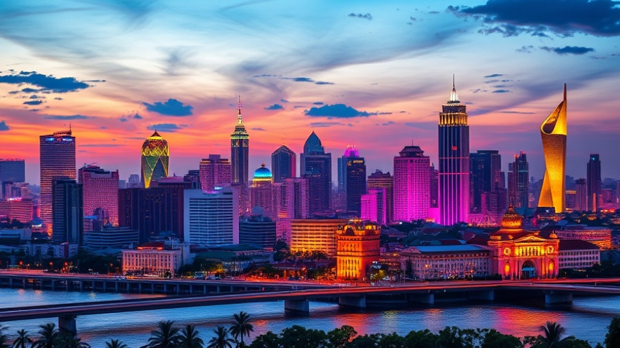 Scenic view of HCM City skyline at sunset, vibrant colors, HCM City wins World Travel Awards.
