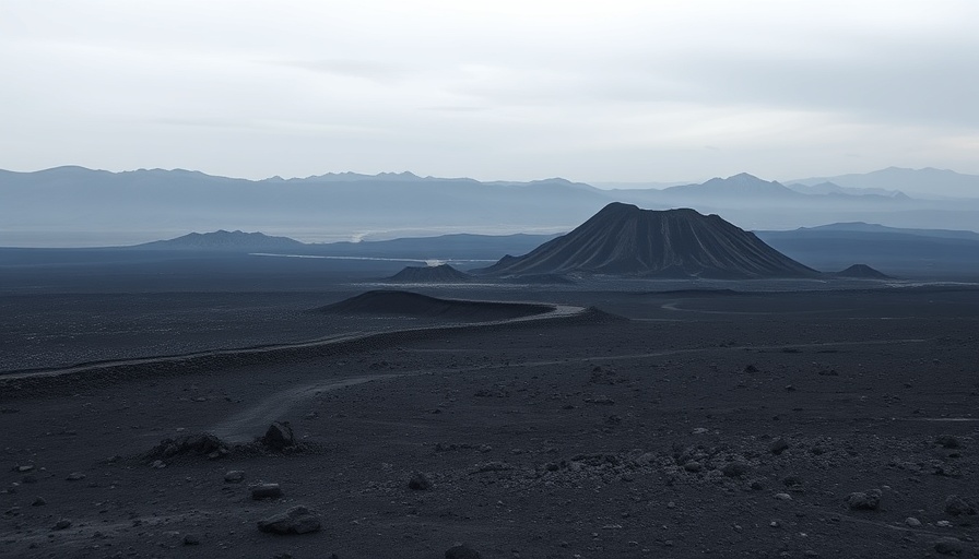 Volcanic landscape showcasing barren terrain and mountains, relating to carbon capture funding.